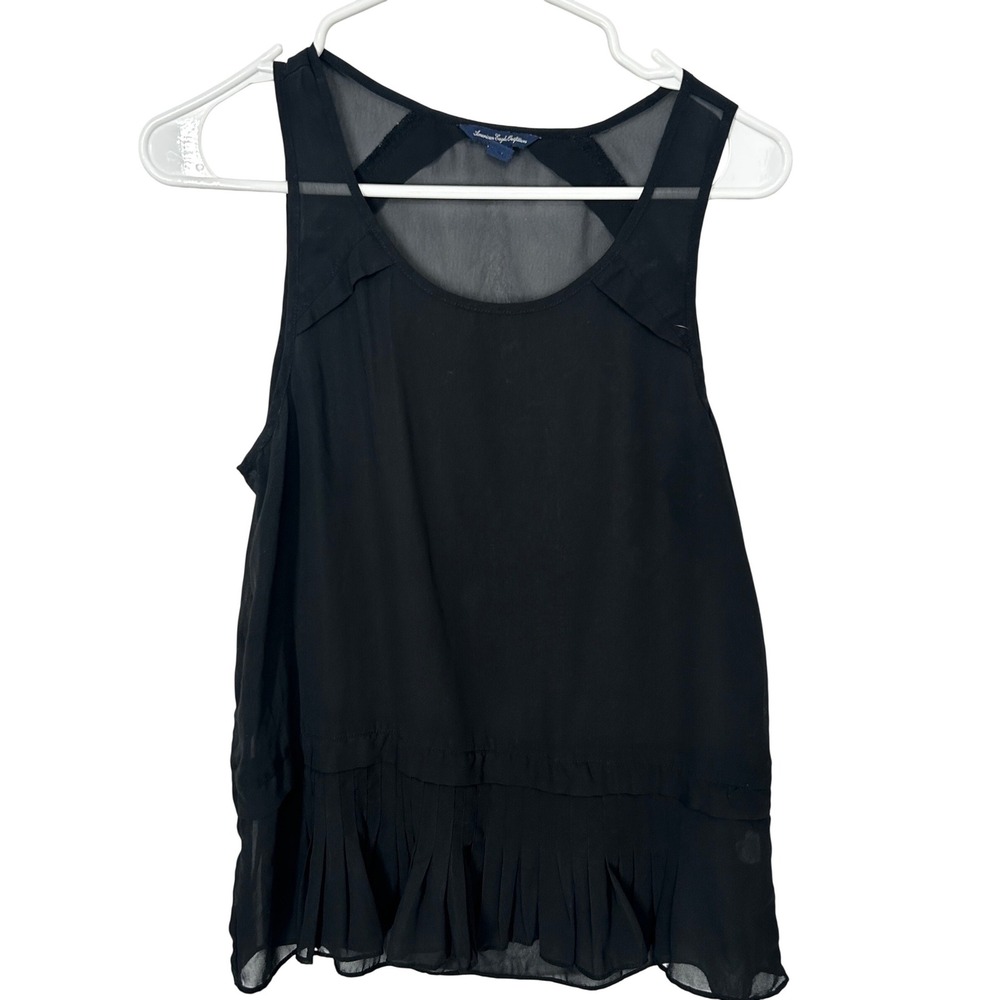American‎ Eagle Outfitters Sheer Black Sleeveless Blouse Women's Size Small